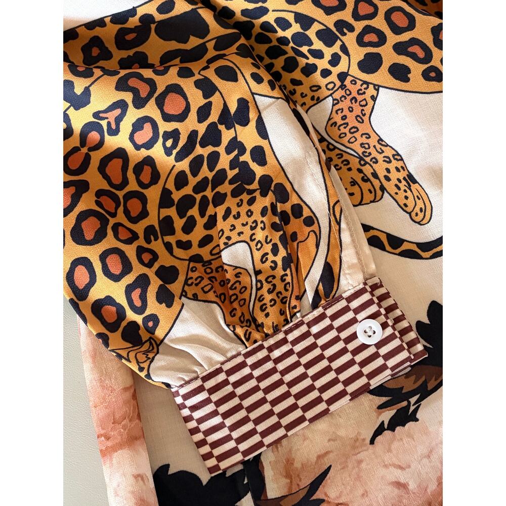 Wild Patter Print Boutique Wide Leg Pant Lounge Set size Small NEW - Picture 11 of 12